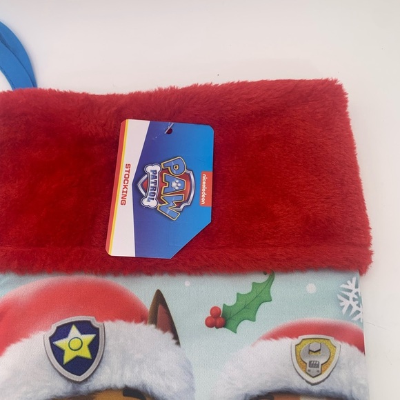 Paw Parol Christmas Stocking 16” Blue With Red Faux Fur NWT - Picture 3 of 7